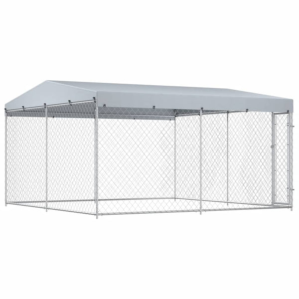 Outdoor-Hundezwinger mit Überdachung 382x382x225 cm