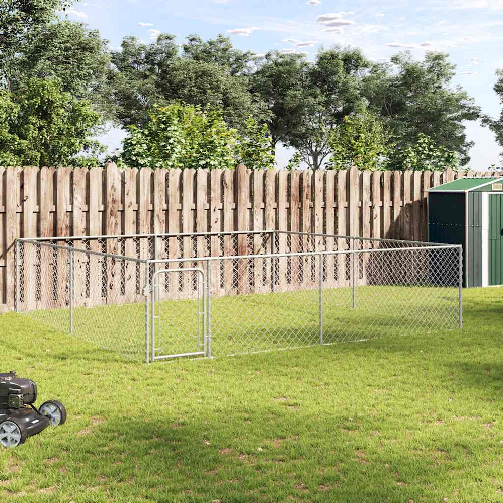 vidaXL Outdoor Dog Kennel Galvanised Steel 4 x 4 x 1 m