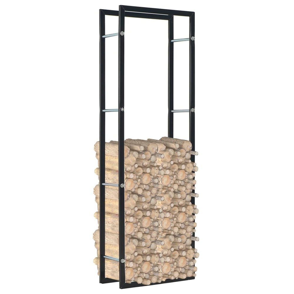 vidaXL Log Rack Black 50 x 20 x 150 cm Steel