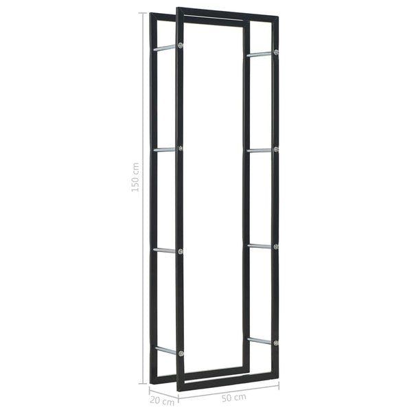 vidaXL Log Rack Black 50 x 20 x 150 cm Steel