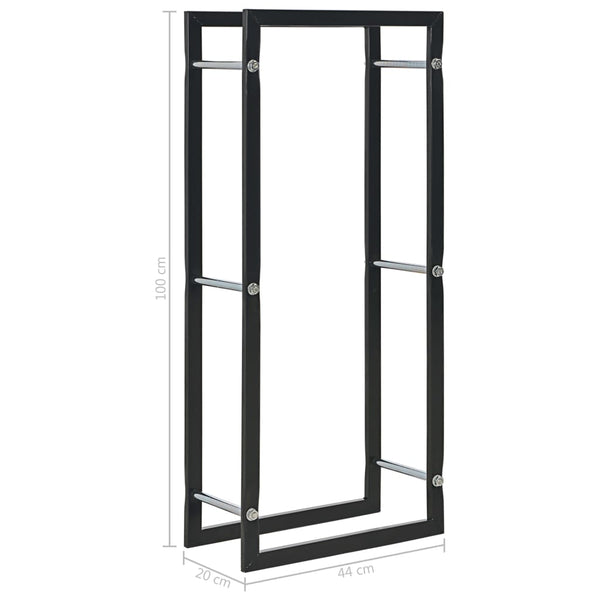 vidaXL Firewood Rack Black 44 x 20 x 100 cm Steel
