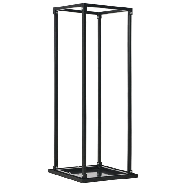 vidaXL Firewood Rack with Base Black 37 x 37 x 113 cm Steel