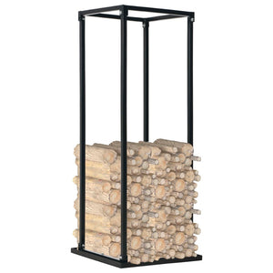 vidaXL Firewood Rack with Base Black 37 x 37 x 113 cm Steel
