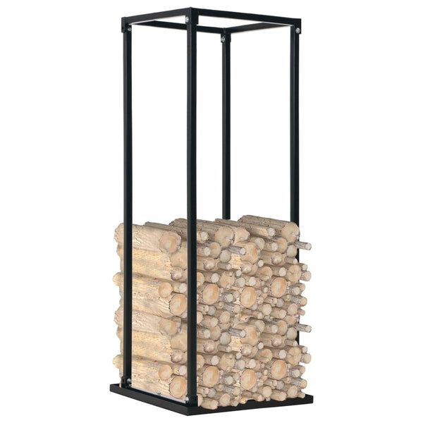 vidaXL Firewood Rack with Base Black 37 x 37 x 113 cm Steel