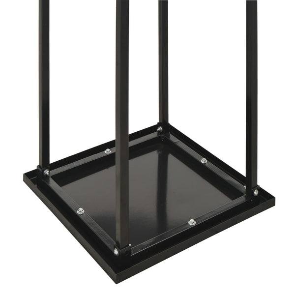 vidaXL Firewood Rack with Base Black 37 x 37 x 113 cm Steel