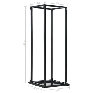 vidaXL Firewood Rack with Base Black 37 x 37 x 113 cm Steel