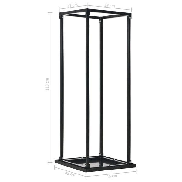 vidaXL Firewood Rack with Base Black 37 x 37 x 113 cm Steel