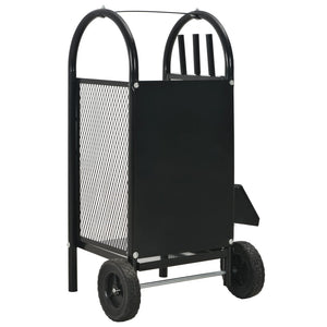 vidaXL Firewood Cart Black 30 x 35 x 81 cm Steel