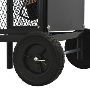 vidaXL Firewood Cart Black 30 x 35 x 81 cm Steel
