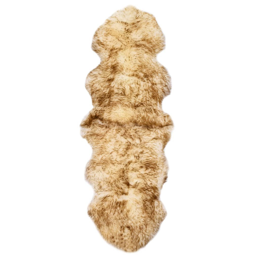 vidaXL Sheepskin Rug 60x180 cm Brown Mélange