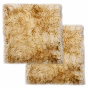 vidaXL Seat Cushions 2 pcs. Brown Melange 40x40 cm Real Sheepskin