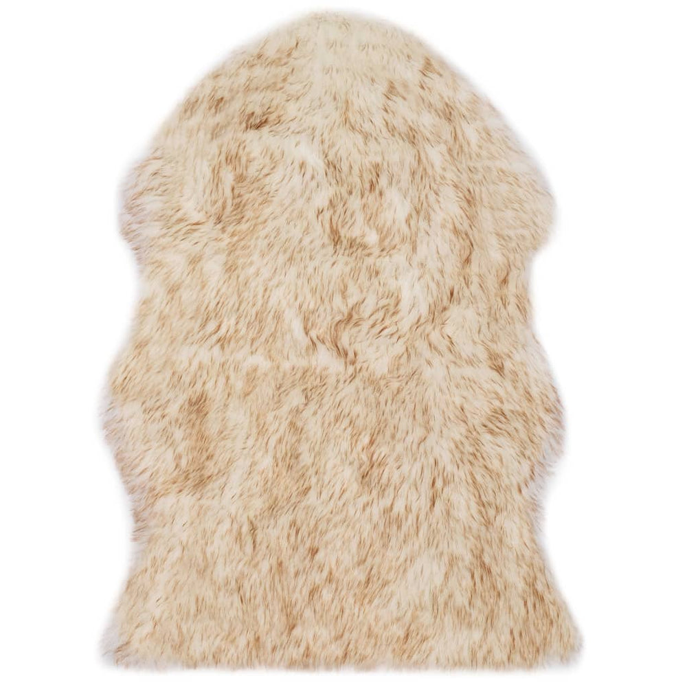 vidaXL Rug 60x90 cm Faux Sheepskin Brown Melange