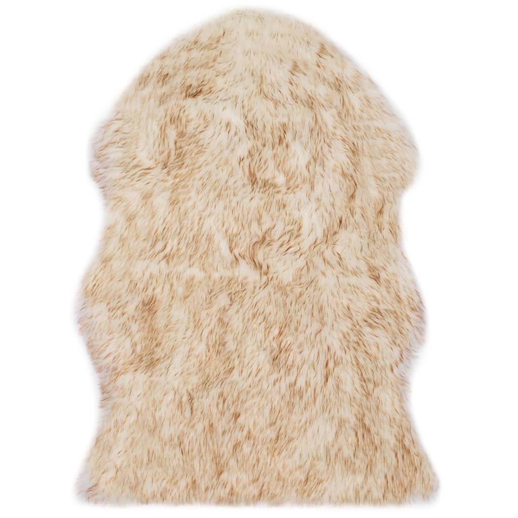 vidaXL Rug 60x90 cm Faux Sheepskin Brown Melange