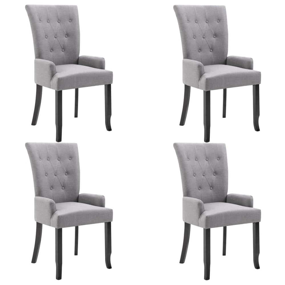 vidaXL Dining Chairs with Armrests 4 pcs. Light Gray Fabric