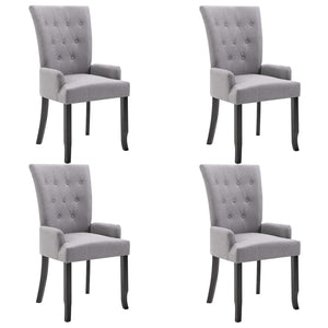 vidaXL Dining Chairs with Armrests 4 pcs. Light Gray Fabric