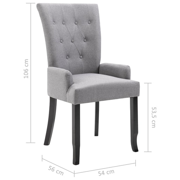 vidaXL Dining Chairs with Armrests 4 pcs. Light Gray Fabric