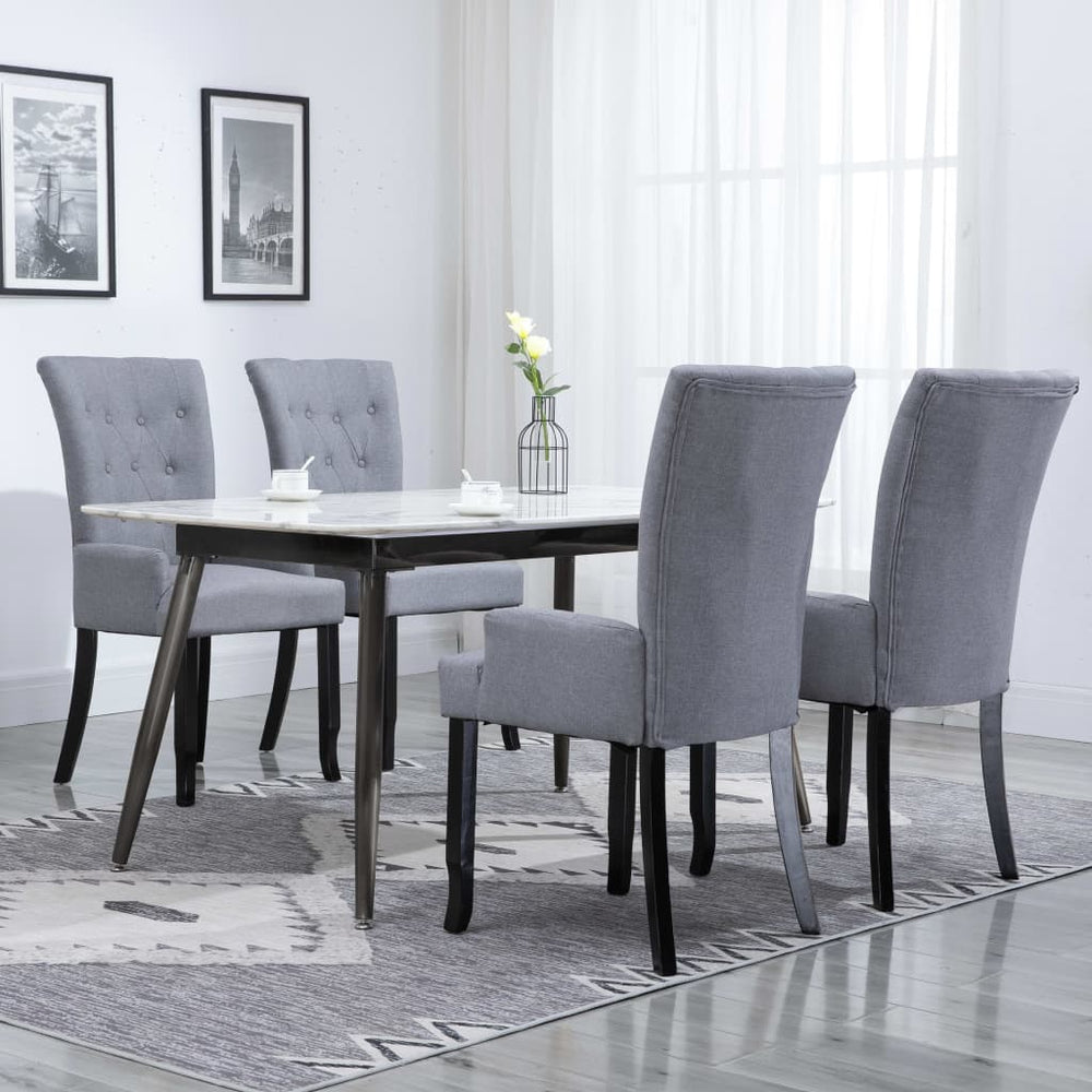 vidaXL Dining Chairs with Armrests 4 pcs. Light Gray Fabric