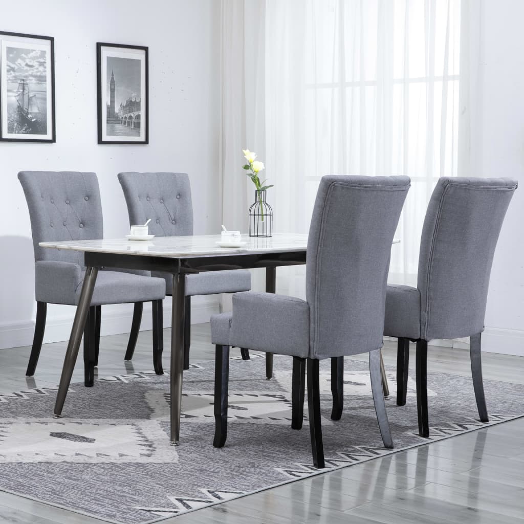 vidaXL Dining Chairs with Armrests 4 pcs. Light Gray Fabric