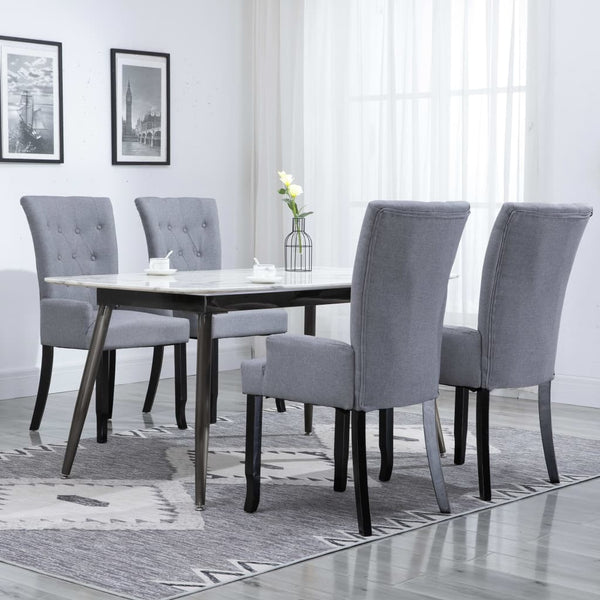 vidaXL Dining Chairs with Armrests 4 pcs. Light Gray Fabric