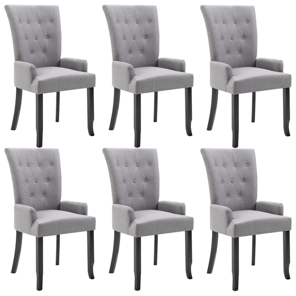 vidaXL Dining Chairs with Armrests 6 pcs Light Gray Fabric