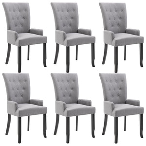 vidaXL Dining Chairs with Armrests 6 pcs Light Gray Fabric