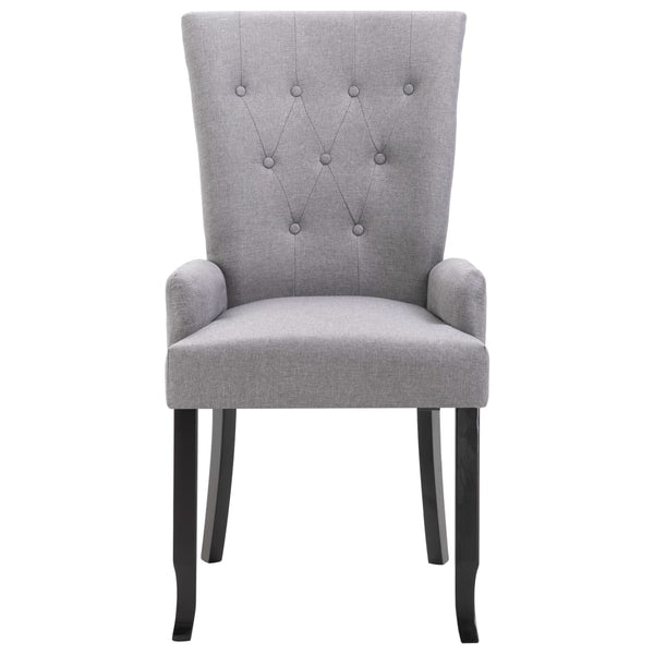 vidaXL Dining Chairs with Armrests 6 pcs Light Gray Fabric