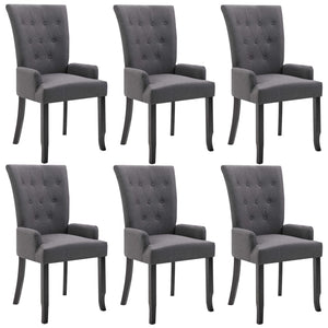 vidaXL Dining Chairs with Armrests 6 pcs Dark Grey Fabric
