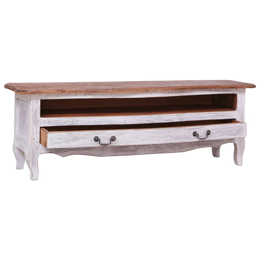 vidaXL TV Cabinet 120x30x40 cm White Solid Reclaimed Wood