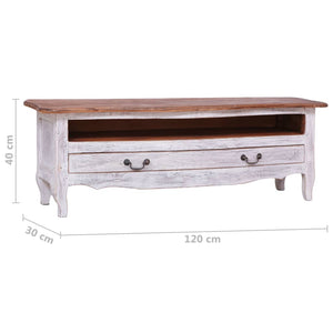 vidaXL TV Cabinet 120x30x40 cm White Solid Reclaimed Wood