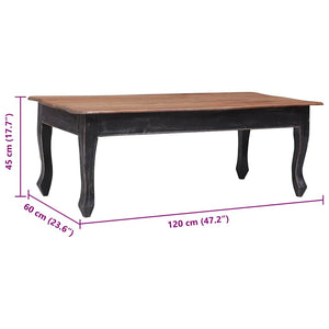 vidaXL Coffee Table Black 120 x 60 x 45 cm Solid Mahogany Wood