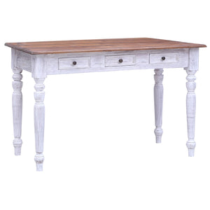 vidaXL Desk with Drawers White 117x57x75 cm Solid Reclaimed Wood