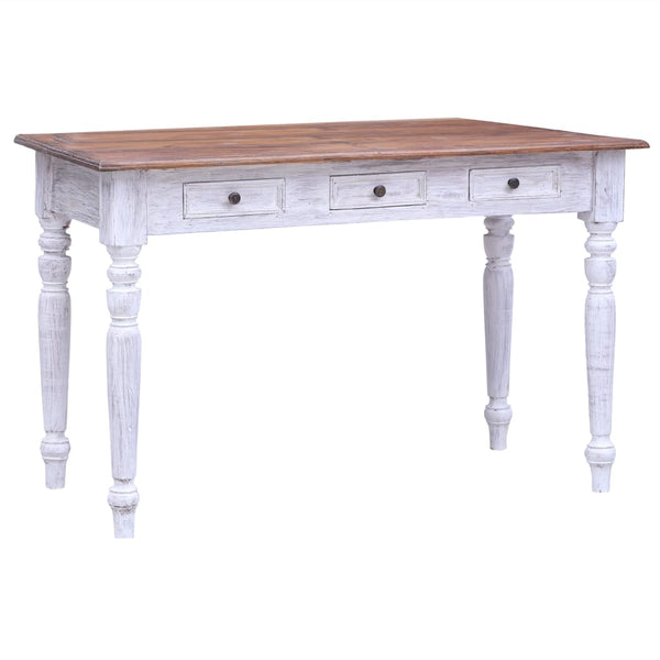 vidaXL Desk with Drawers White 117x57x75 cm Solid Reclaimed Wood