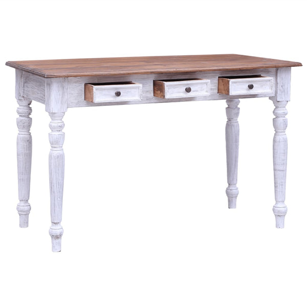 vidaXL Desk with Drawers White 117x57x75 cm Solid Reclaimed Wood