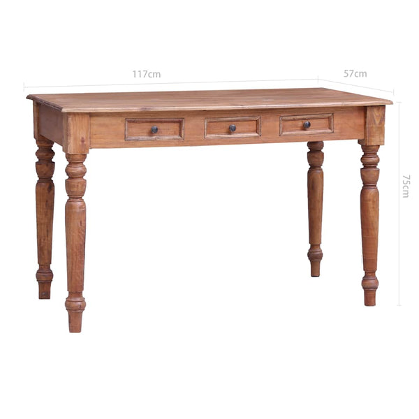vidaXL Desk with Drawers 117x57x75 cm Solid Reclaimed Wood