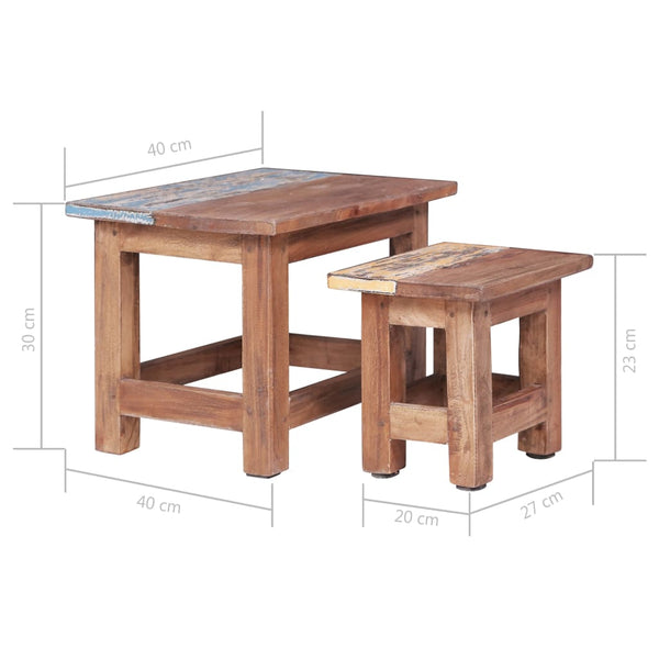 vidaXL Nesting Tables 2 pcs Solid Mahogany Wood