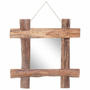vidaXL Wooden Mirror Natural 50x50 cm Recycled Teak