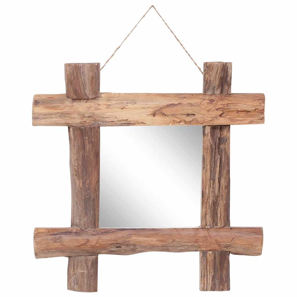 vidaXL Wooden Mirror Natural 50x50 cm Recycled Teak
