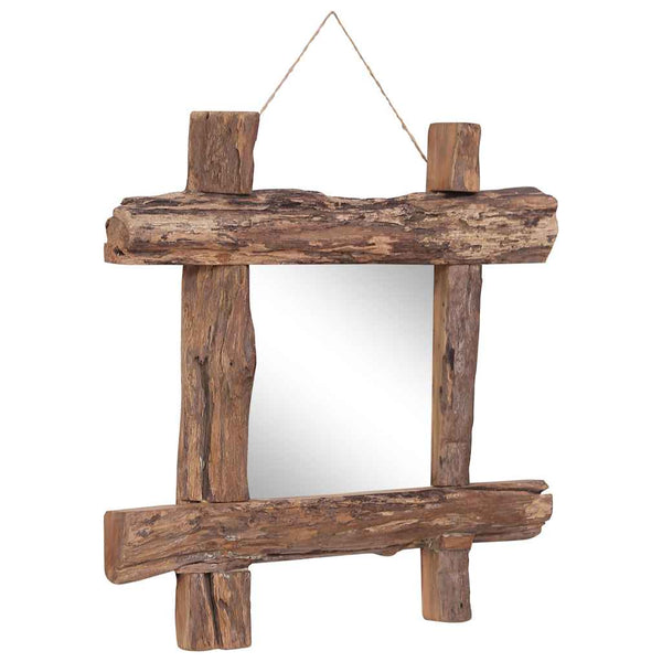 vidaXL Wooden Mirror Natural 50x50 cm Recycled Teak