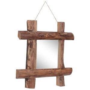 vidaXL Wooden Mirror Natural 50x50 cm Recycled Teak