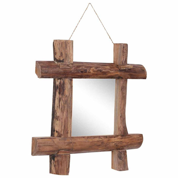 vidaXL Wooden Mirror Natural 50x50 cm Recycled Teak