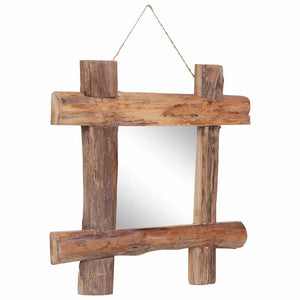 vidaXL Wooden Mirror Natural 50x50 cm Recycled Teak