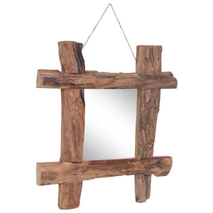 vidaXL Wooden Mirror Natural 50x50 cm Recycled Teak