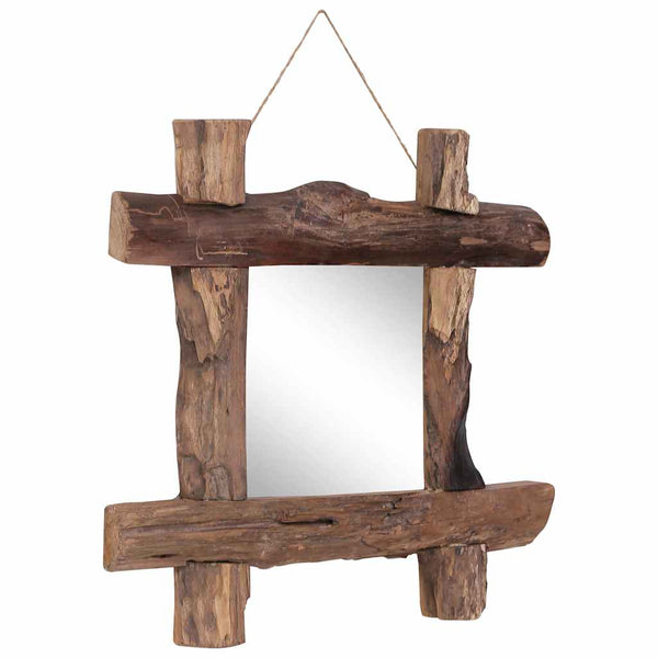 vidaXL Wooden Mirror Natural 50x50 cm Recycled Teak