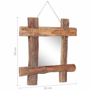 vidaXL Wooden Mirror Natural 50x50 cm Recycled Teak