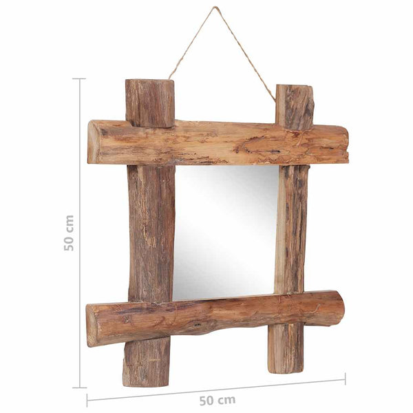 vidaXL Wooden Mirror Natural 50x50 cm Recycled Teak