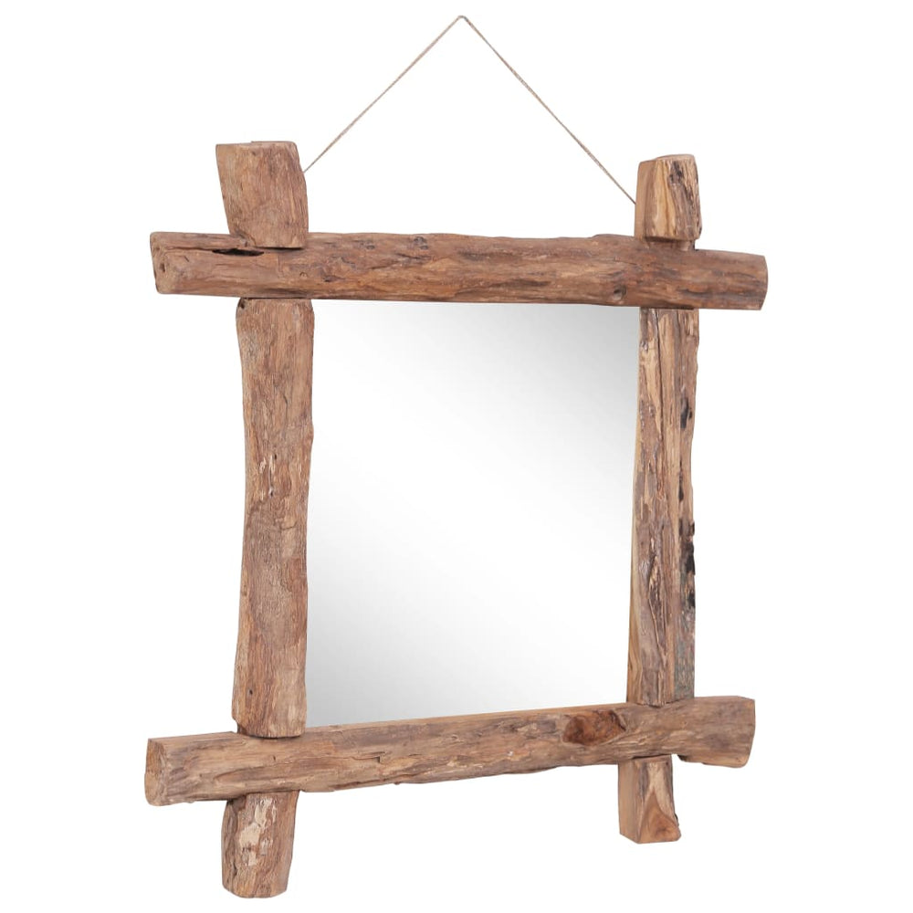 vidaXL Wooden Mirror Natural 70x70 cm Reclaimed Teak