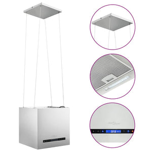 vidaXL Island Range Hood Touch Sensor LCD 37 cm Stainless Steel