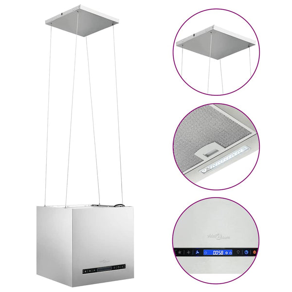 vidaXL Island Range Hood Touch Sensor LCD 37 cm Stainless Steel