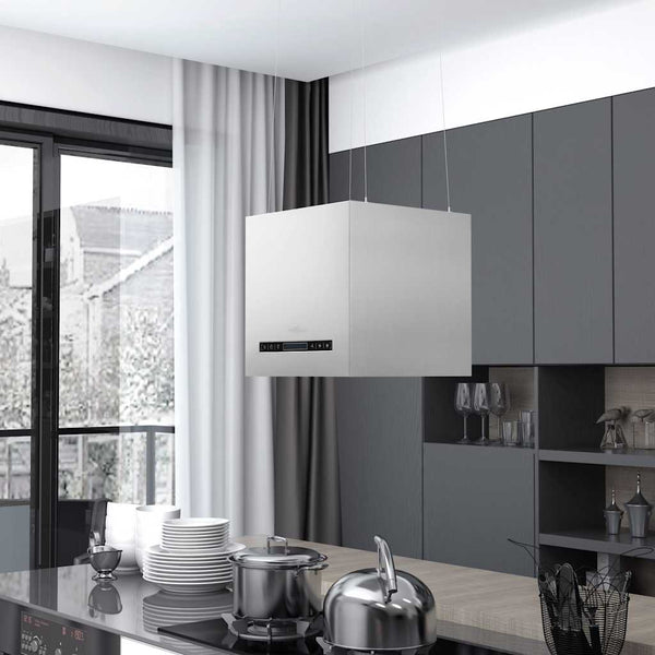 vidaXL Island Range Hood Touch Sensor LCD 37 cm Stainless Steel