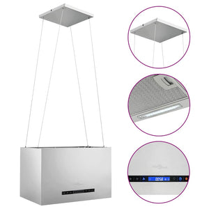 vidaXL Island Range Hood Touch Sensor LCD 55 cm Stainless Steel